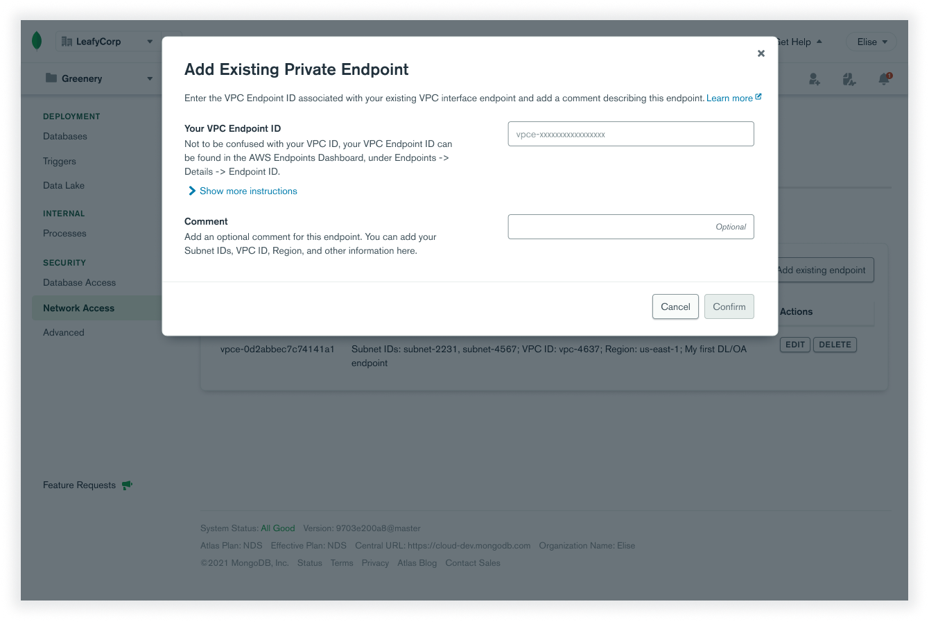 Add existing endpoint flow